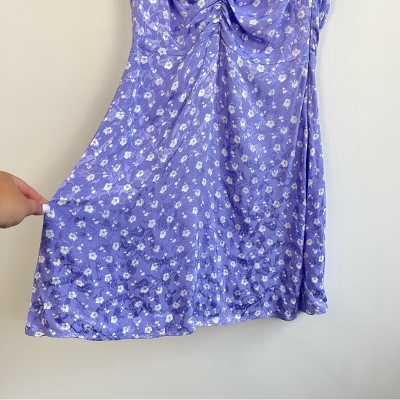 ❌SOLD❌ Free People Lavender Bond Street  Floral Satin Mini Dress short sleeve - Picture 12 of 16